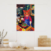 Culinary Cat Art Print Whimsical Kitchen Wall ポスター (キッチン)