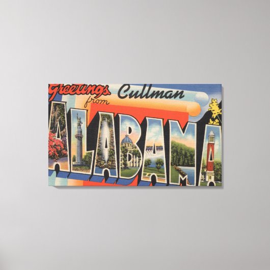 Cullman, Alabama – 大きな文字のシーン キャンバスプリント (正面)