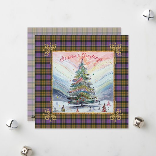 Culloden Ancient  Scottish Tartan Christmas シーズンカード (正面/裏面インサイチュ)