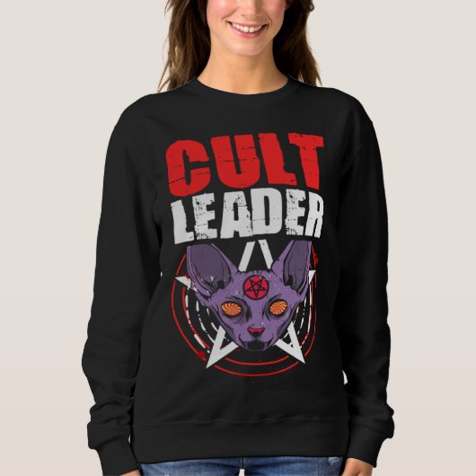 Cult Leader Cat Satanic Witchcraft Baphomet Occult スウェットシャツ (正面)