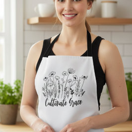 Cultivate Grace Apron - Floral Kitchen Wear エプロン