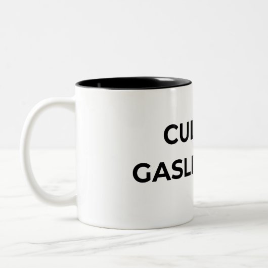 Culture Is Gaslighting Typographic Minimalist ツートーンマグカップ (左)