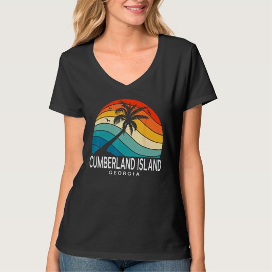 Cumberland Island Georgia Tropical Beach Palm Tree Tシャツ (正面)