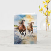 Cumberland Island National Park Horses Watercolor カード (黄色い花)