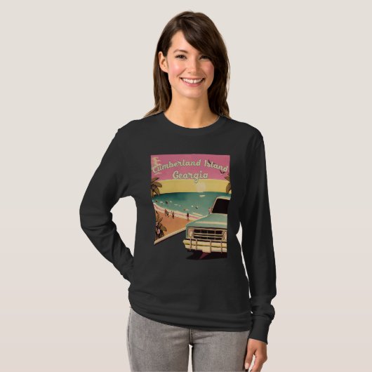 Cumberland Island Retro Beach Vacation Graphics Ge Tシャツ (正面フル)