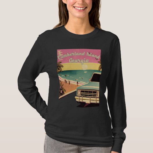 Cumberland Island Retro Beach Vacation Graphics Ge Tシャツ (正面)