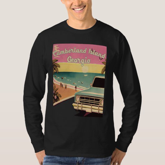 Cumberland Island Retro Beach Vacation Graphics Ge Tシャツ (正面)