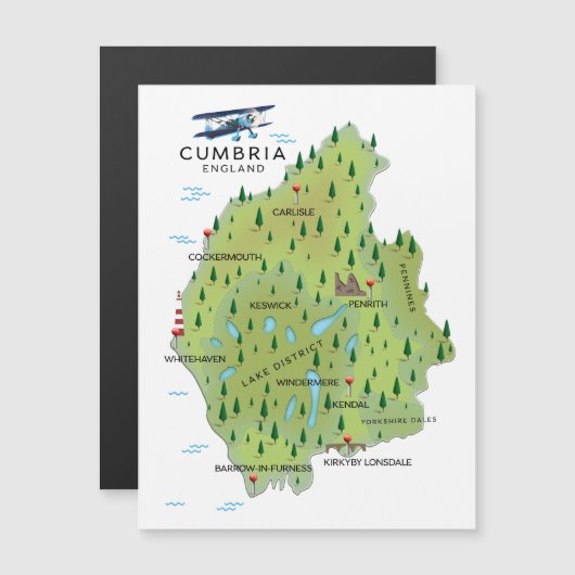 Cumbriaイギリス地図の旅行ポスター。 (正面/裏面)