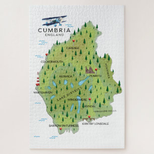 Cumbriaイギリス地図の旅行ポスター。 ジグソーパズル