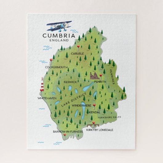 Cumbriaイギリス地図の旅行ポスター。 ジグソーパズル (縦)