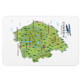 Cumbriaイギリス地図の旅行ポスター。 マグネット (横)