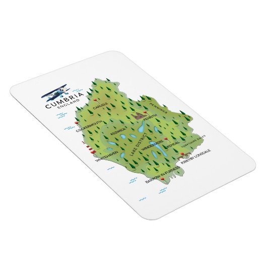 Cumbriaイギリス地図の旅行ポスター。 マグネット (右側)
