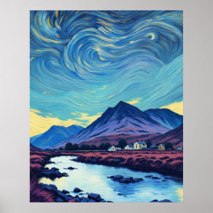 Cumbrian Hills & Mountains, Mountains, Vanゴッホスカイ ポスター