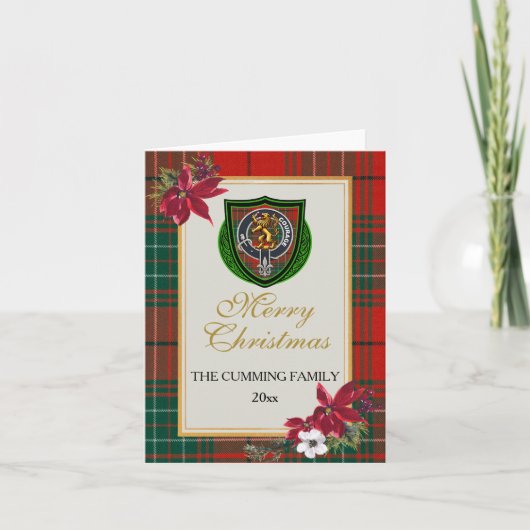 Cumming Scottish Clan Tartan & Crest カード (正面)