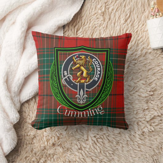 Cumming Scottish Clan Tartan & Crest クッション (ブランケット)
