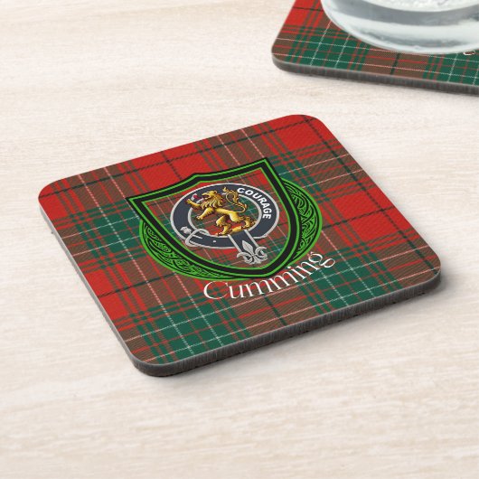 Cumming Scottish Clan Tartan & Crest コースター (左側)