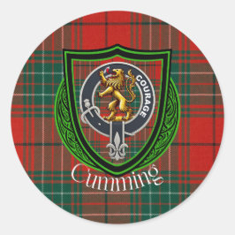 Cumming Scottish Clan Tartan & Crest ラウンドシール