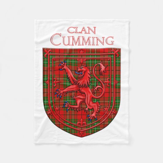 Cumming Tartan Scottish Plaid Lion Rampant フリースブランケット (正面)