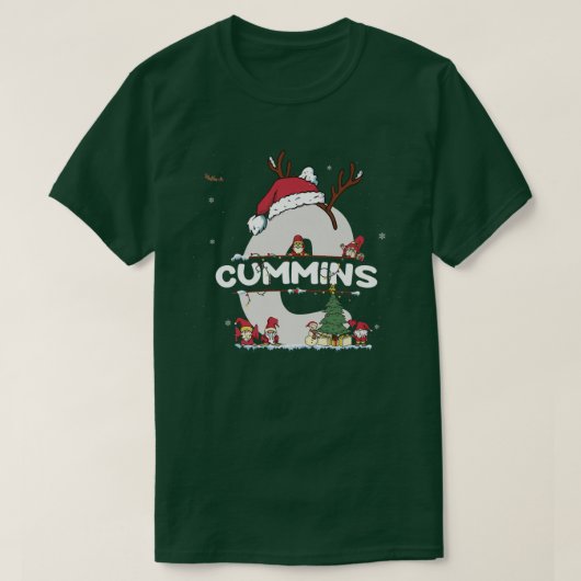 Cummins Christmasw Cummins Name for funny Xmas  Tシャツ (デザイン正面)