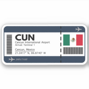 CUNカンクンボーディングパスエアポートチケット シール