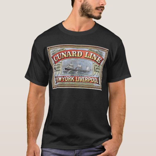 Cunardラインニューヨークリヴァプールポスター Tシャツ (正面)