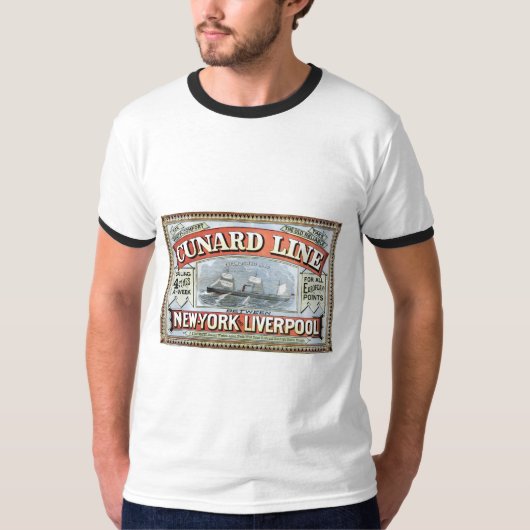 Cunardラインニューヨークリヴァプール1875年 Tシャツ (正面)