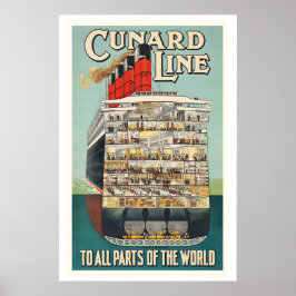 Cunard Line to All Parts of the World Vintage ポスター