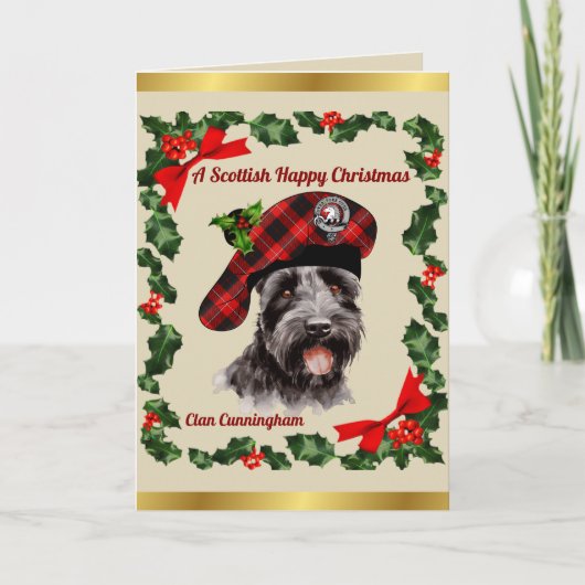 Cunningham Scottie Dog Personalized Xmas カード (正面)