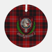 Cunningham Scottish Clan Tartan & Crest ガラスオーナメント (裏面)