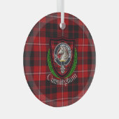 Cunningham Scottish Clan Tartan & Crest ガラスオーナメント (正面右)