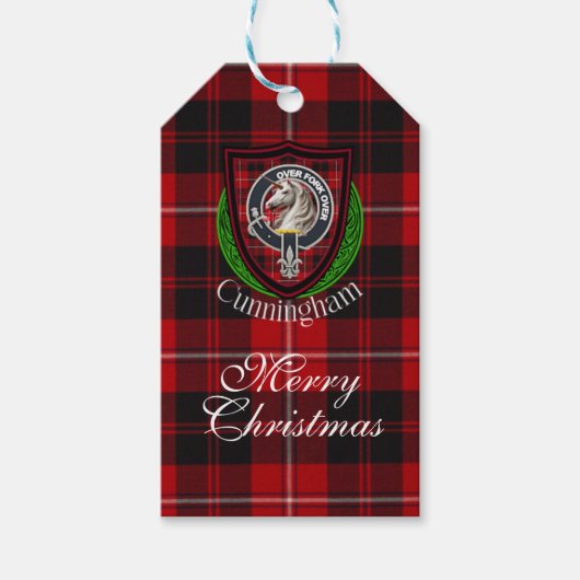 Cunningham Scottish Clan Tartan & Crest ギフトタグ (正面)