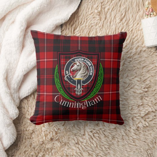 Cunningham Scottish Clan Tartan & Crest クッション (ブランケット)