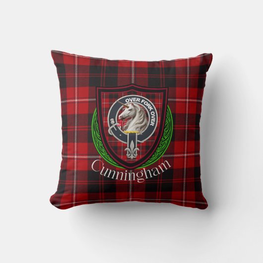 Cunningham Scottish Clan Tartan & Crest クッション (正面)