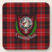 Cunningham Scottish Clan Tartan & Crest コースター (正面)