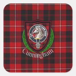 Cunningham Scottish Clan Tartan & Crest スクエアシール