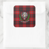 Cunningham Scottish Clan Tartan & Crest スクエアシール (バッグ)