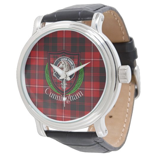 Cunningham Scottish Clan Tartan & Crest 腕時計 (アングル)