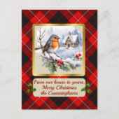 Cunningham Tartan w/Robin Personalized   シーズンポストカード (正面)