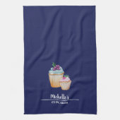 Cup Cakes And Fruits Watercolor キッチンタオル (縦)