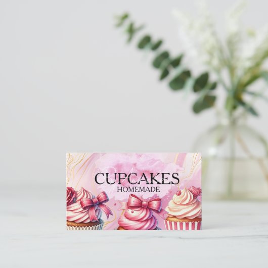 Cup cakes Baker Bakery Treats Pink 名刺 (スタンド正面)