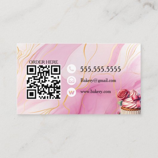 Cup cakes Baker Bakery Treats Pink 名刺 (裏面)
