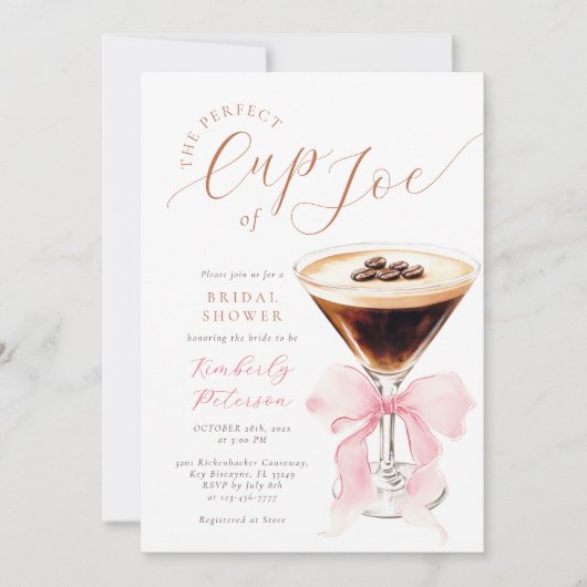 Cup of Joe Coquette Bridal Shower Invitation 招待状 (正面)