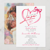 Cup of Love Unique Script Tea Coffee Bridal Shower 招待状 (正面/裏面)