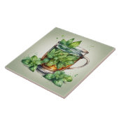 Cup of Mint Tea with Fresh Peppermint Leaves タイル (側面)