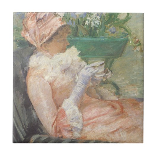 Cup of Tea by Mary Cassatt,ヴィンテージ印象派 タイル (正面)