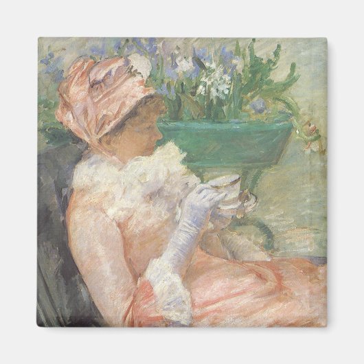 Cup of Tea by Mary Cassatt,ヴィンテージ印象派 マグネット (正面)