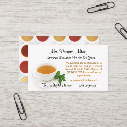 Cup of Tea Liquid Wisdom先生情報 名刺 (正面/裏面インサイチュ)