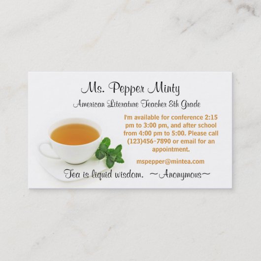 Cup of Tea Liquid Wisdom先生情報 名刺 (正面)