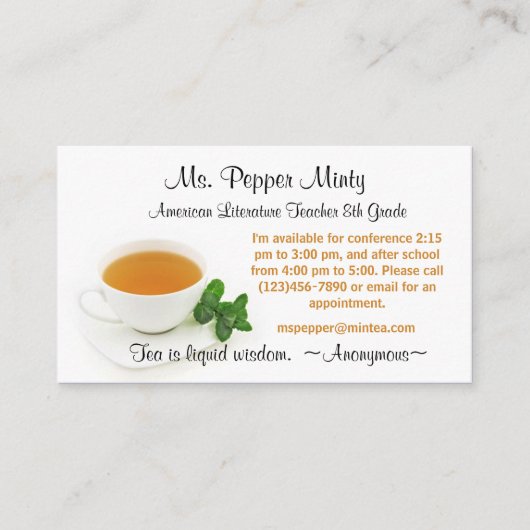 Cup of Tea Liquid Wisdom先生情報 名刺 (正面)