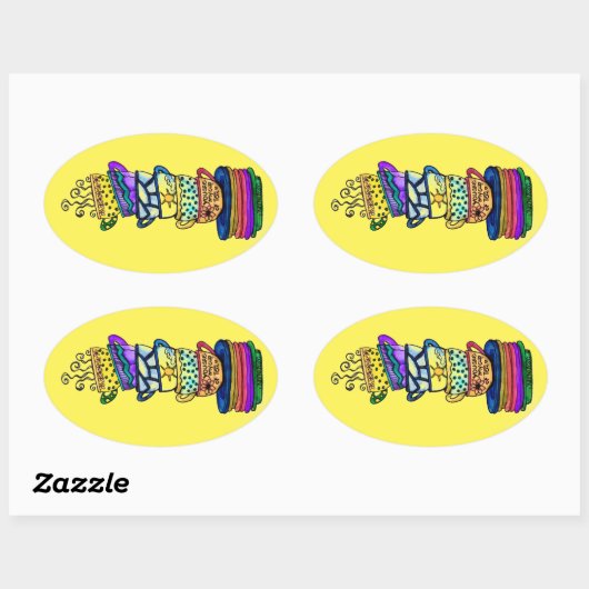 Cup of Tea Sticker 楕円形シール (シート)